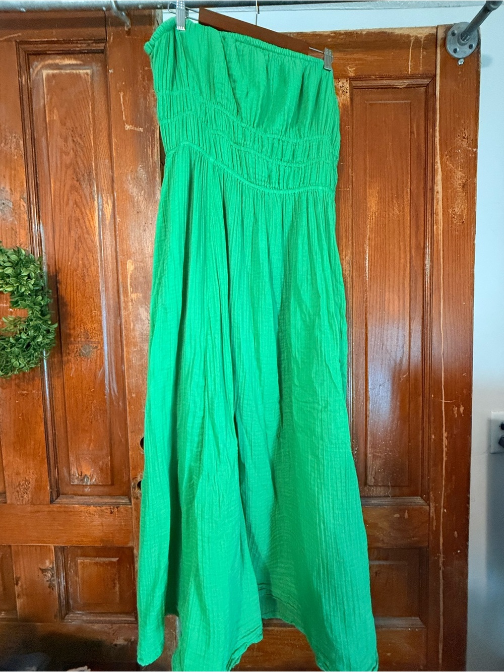 Anthropologie Bright Green Strapless Maxi Dress
